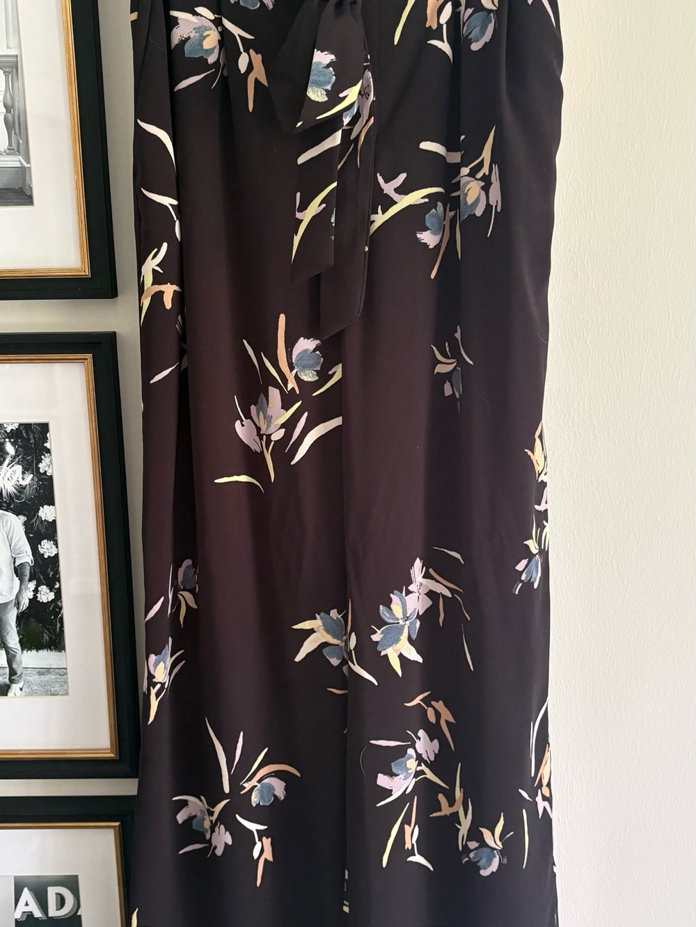 a new day Black Floral Maxi Skirt with Tie Waist